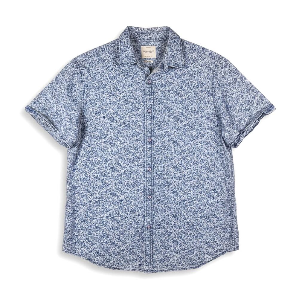 Denim & Flower Ricky Singh Mens Chambray Short Sleeve Button Down Slim Fit XL